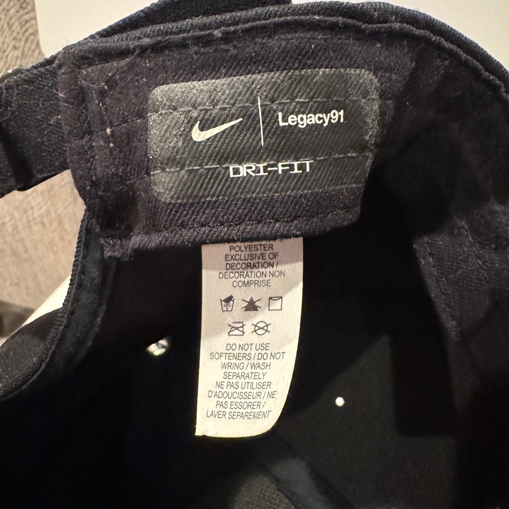 Nike Legacy 91 Hat Black Dri-Fit Metal Swoosh Logo Dad Cap Strapback - Picture 9 of 10